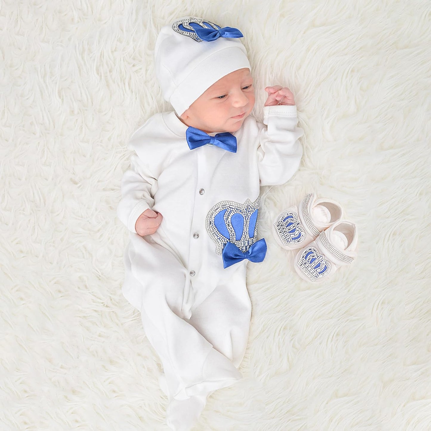 Baby Boy Newborn Crown Jewels Layette 4 Piece Gift Set 0-3 Months