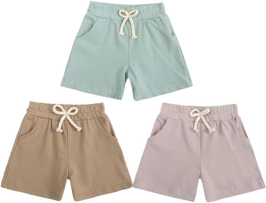 Baby Girls Boys 3 Pack Cotton Linen Blend Cute Bloomer Shorts Loose Harem Shorts