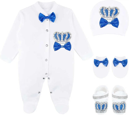 Baby Boy Newborn Crown Jewels Layette 4 Piece Gift Set 0-3 Months