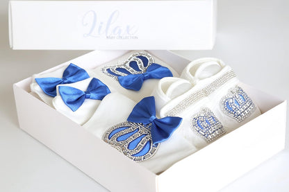 Baby Boy Newborn Crown Jewels Layette 4 Piece Gift Set 0-3 Months