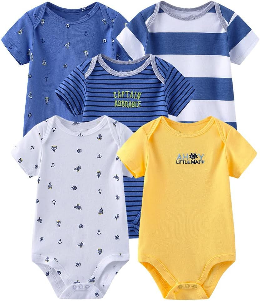 Newborn Baby Cute Design Bodysuit Short Sleeve One-Piece Baby Clothes for Boys